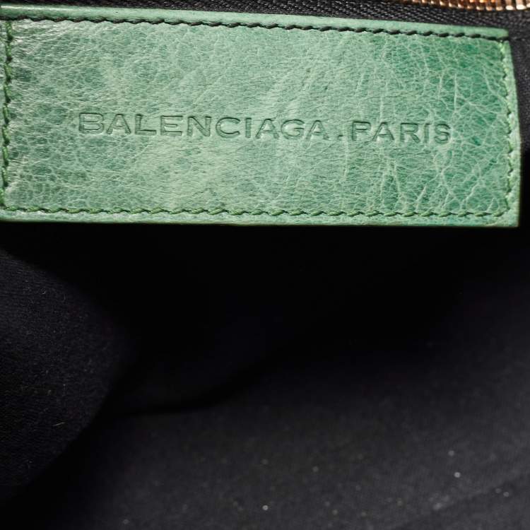 Pre Owned Balenciaga Green Leather GGH Work Tote