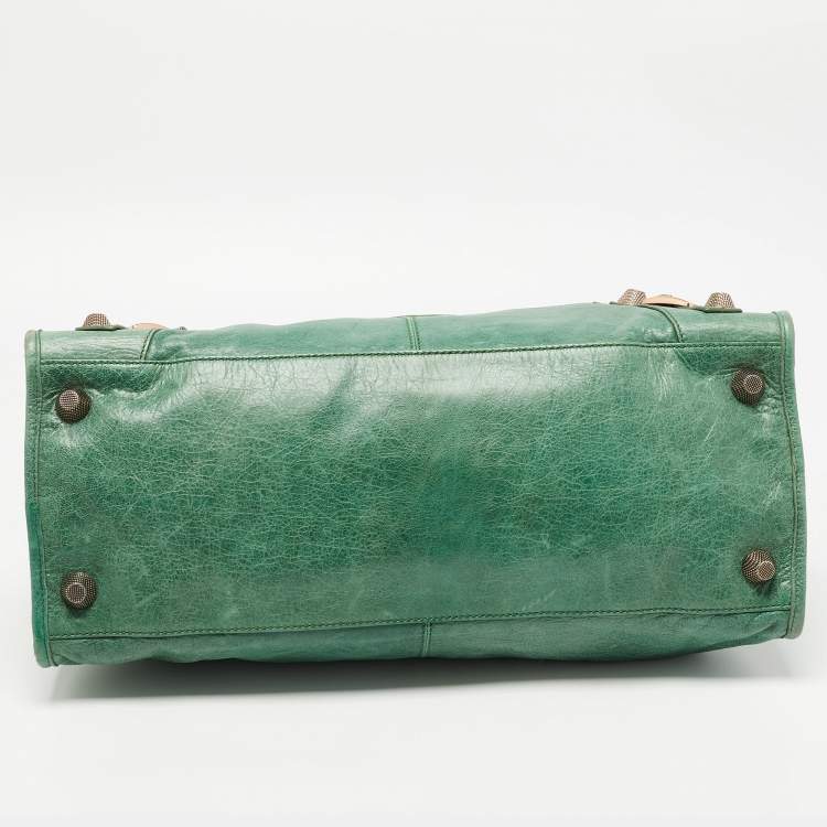 Pre Owned Balenciaga Green Leather GGH Work Tote