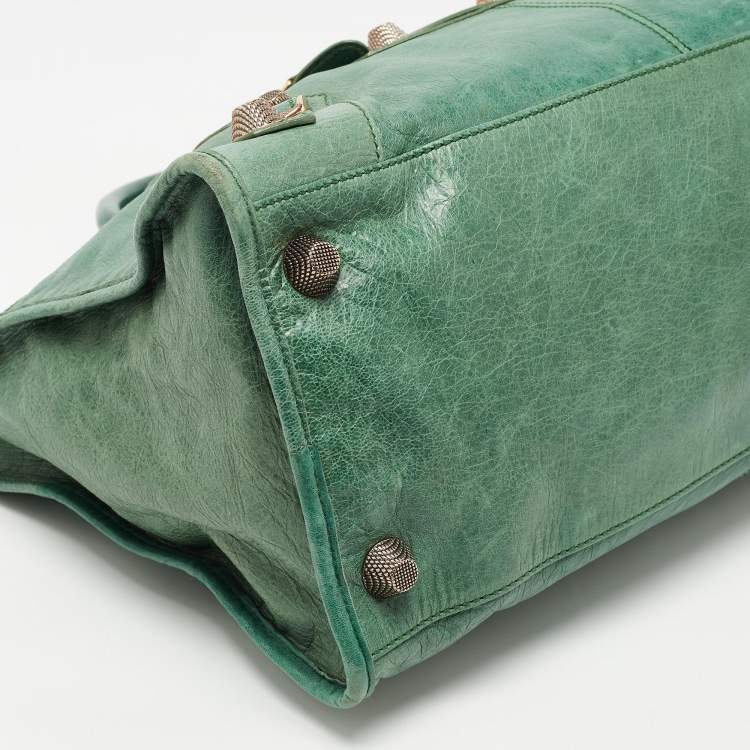 Pre Owned Balenciaga Green Leather GGH Work Tote