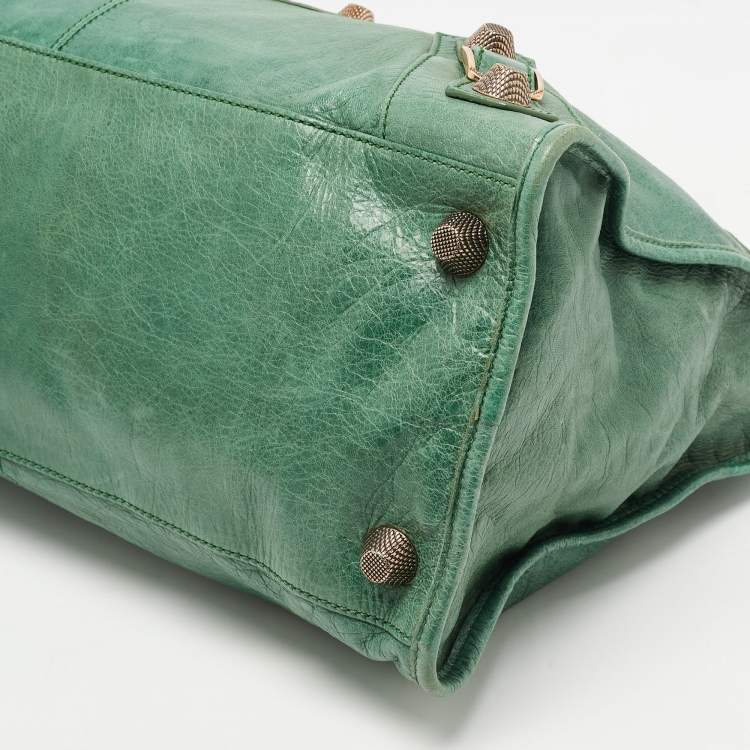 Pre Owned Balenciaga Green Leather GGH Work Tote