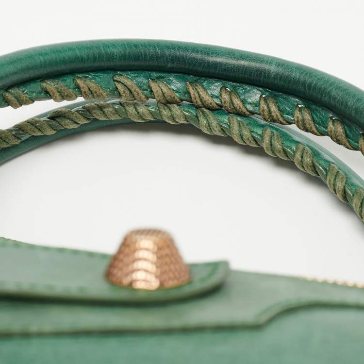 Pre Owned Balenciaga Green Leather GGH Work Tote