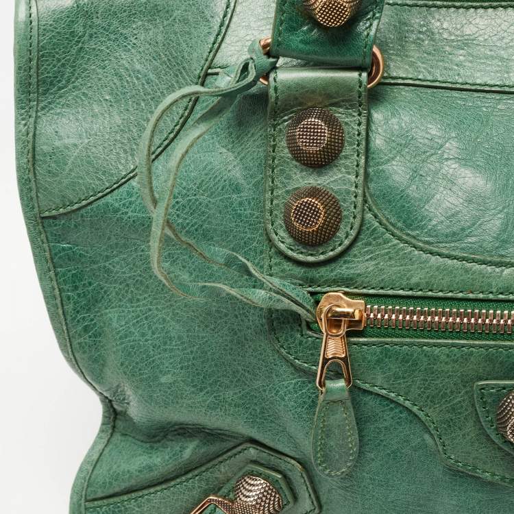 Pre Owned Balenciaga Green Leather GGH Work Tote