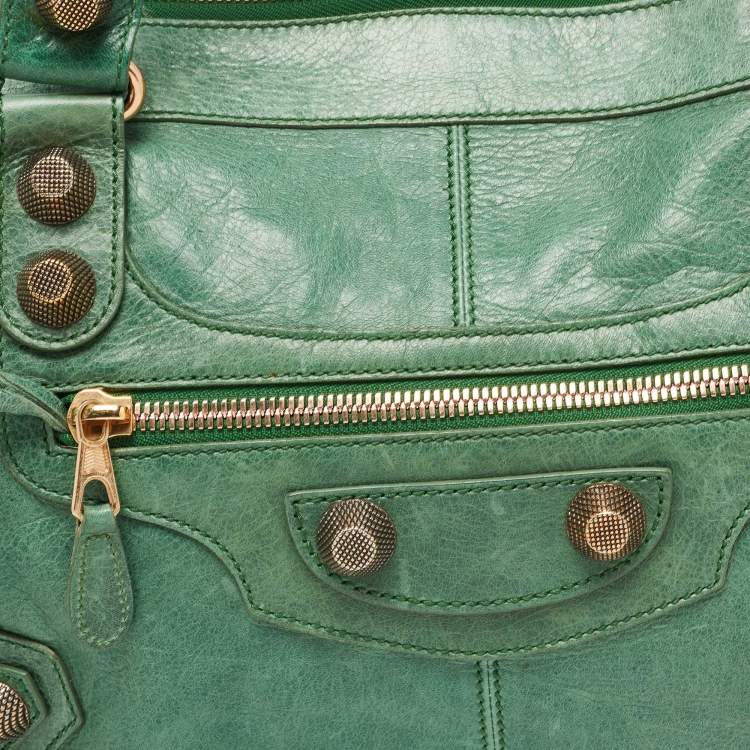 Pre Owned Balenciaga Green Leather GGH Work Tote