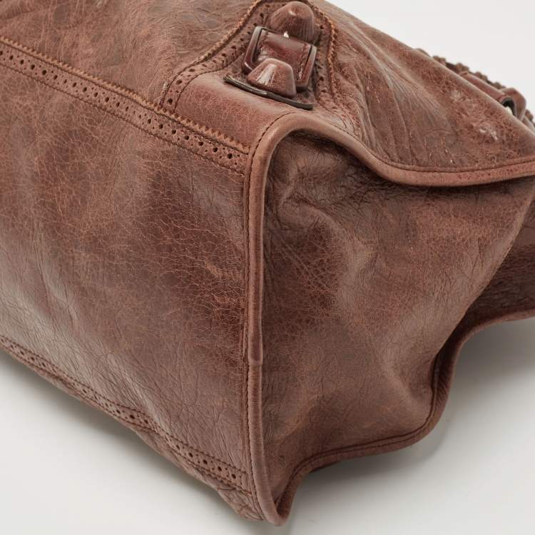 Pre Owned Balenciaga Brown Brogue Leather Work Tote