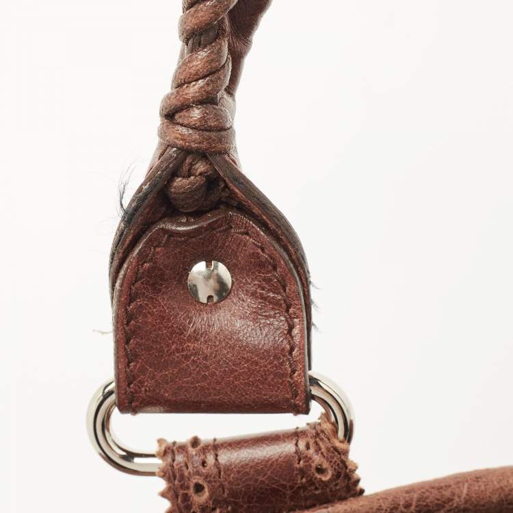 Pre Owned Balenciaga Brown Brogue Leather Work Tote