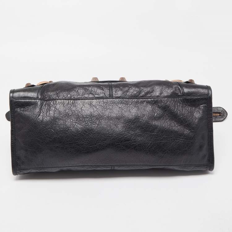 Pre Owned Balenciaga Black Leather GGH Part Time Bag