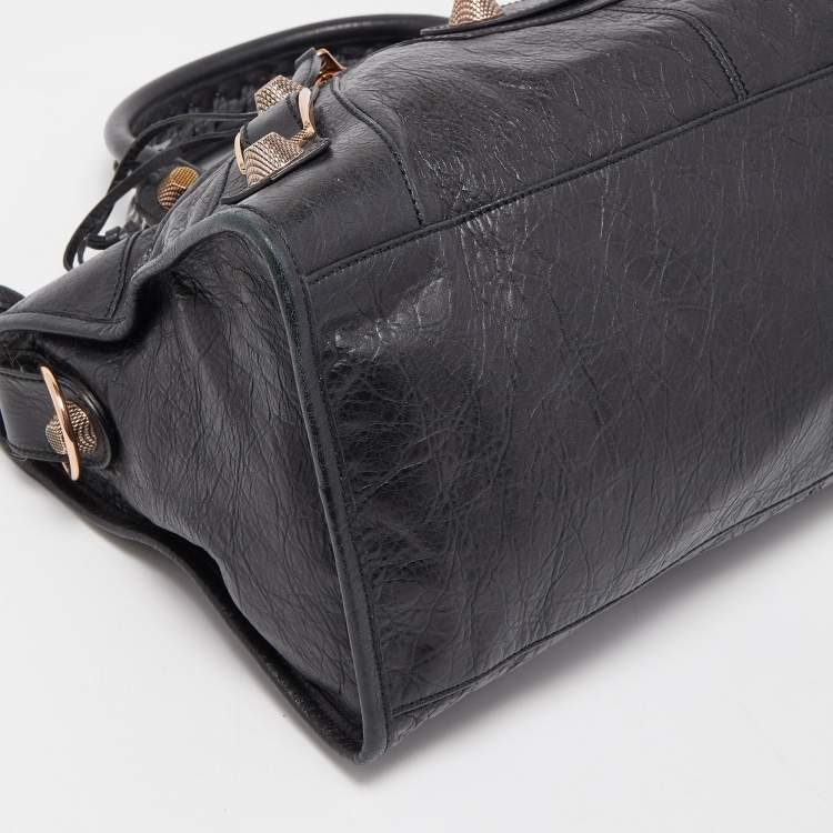 Pre Owned Balenciaga Black Leather GGH Part Time Bag