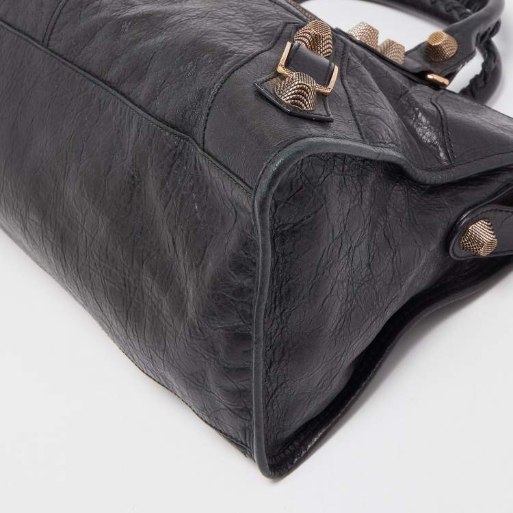 Pre Owned Balenciaga Black Leather GGH Part Time Bag