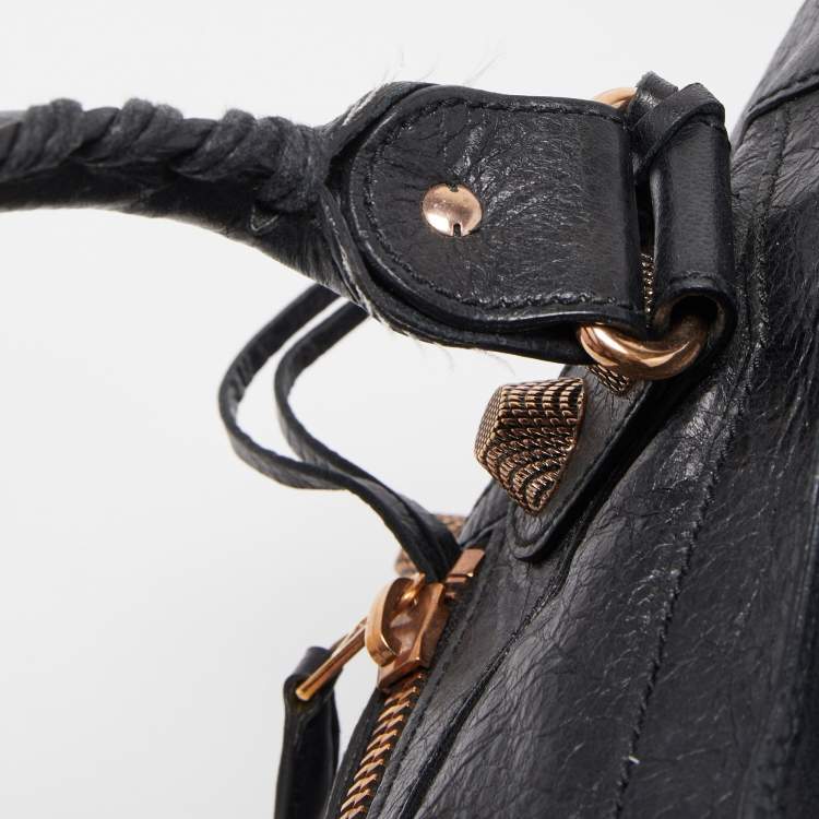 Pre Owned Balenciaga Black Leather GGH Part Time Bag