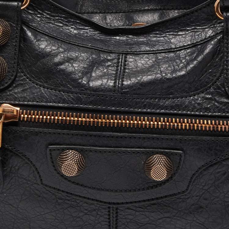 Pre Owned Balenciaga Black Leather GGH Part Time Bag