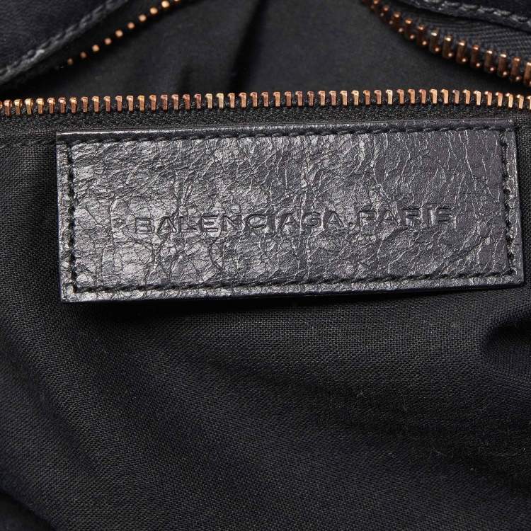 Pre Owned Balenciaga Black Leather GGH Part Time Bag