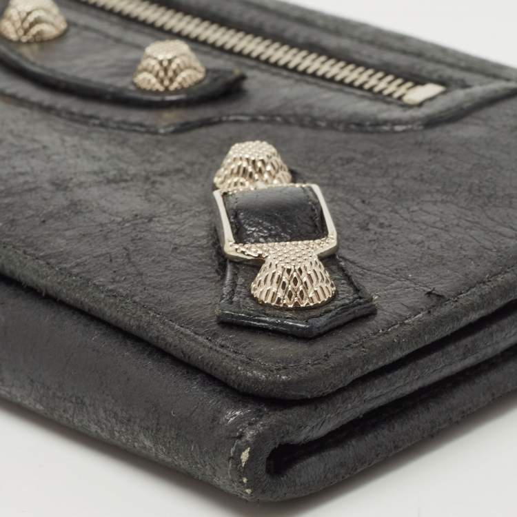 Pre Owned Balenciaga Black Leather Arena Giant Continental Wallet