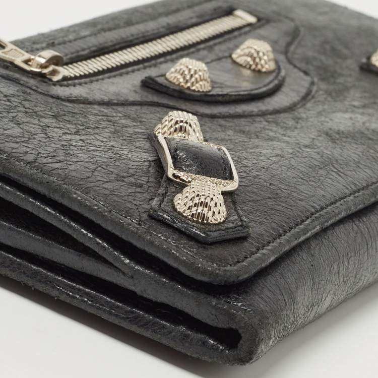 Pre Owned Balenciaga Black Leather Arena Giant Continental Wallet