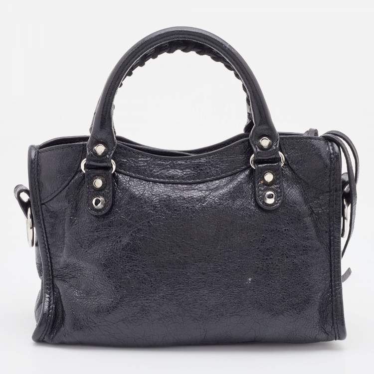 Pre Owned Balenciaga Black Leather Mini RH Classic City Bag