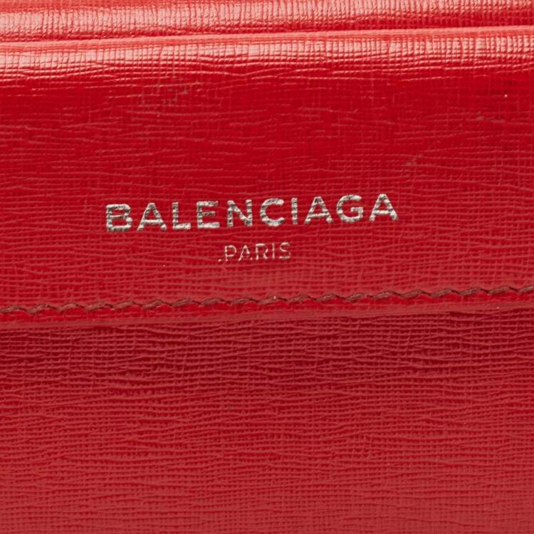 Pre Owned Balenciaga Red Leather Mini Trifold Wallet