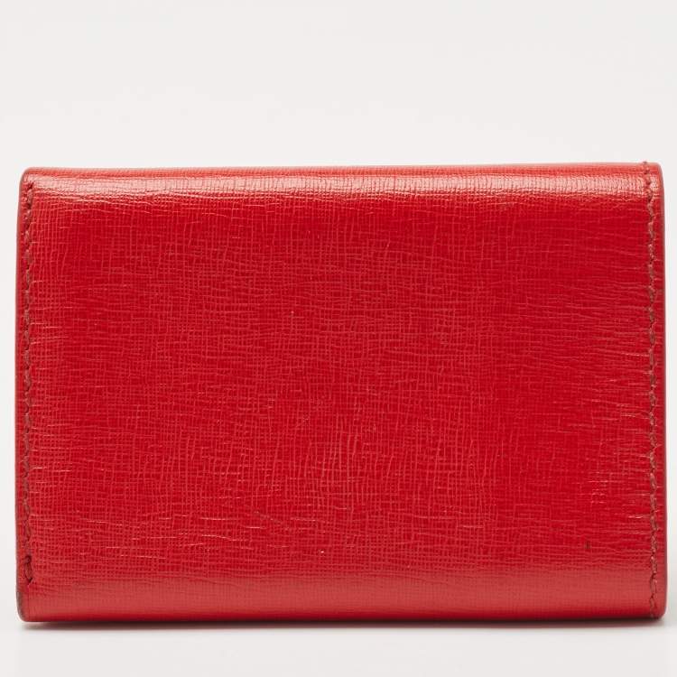 Pre Owned Balenciaga Red Leather Mini Trifold Wallet