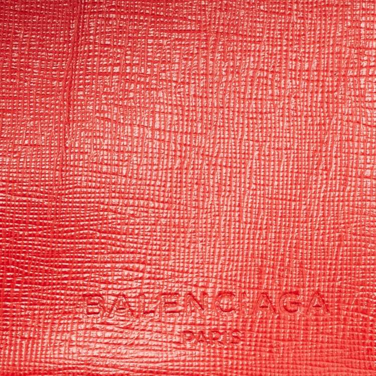Pre Owned Balenciaga Red Leather Mini Trifold Wallet