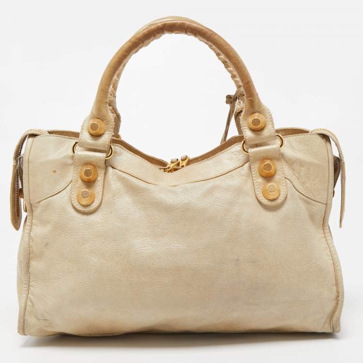 Pre Owned Balenciaga Argent Leather Giant 21 Gold Motorcycle City Bag
