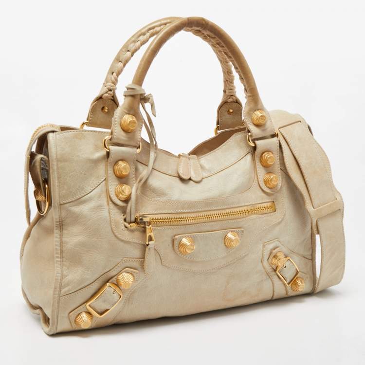 Pre Owned Balenciaga Argent Leather Giant 21 Gold Motorcycle City Bag