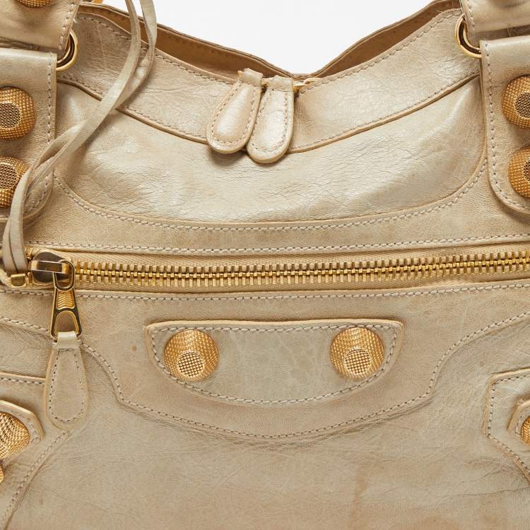 Pre Owned Balenciaga Argent Leather Giant 21 Gold Motorcycle City Bag