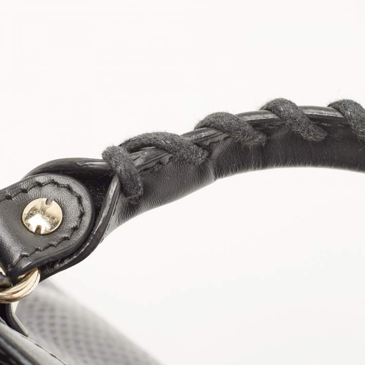 Pre Owned Balenciaga Black/Indigo Leather and Python Mini Classic Metallic Edge City Bag