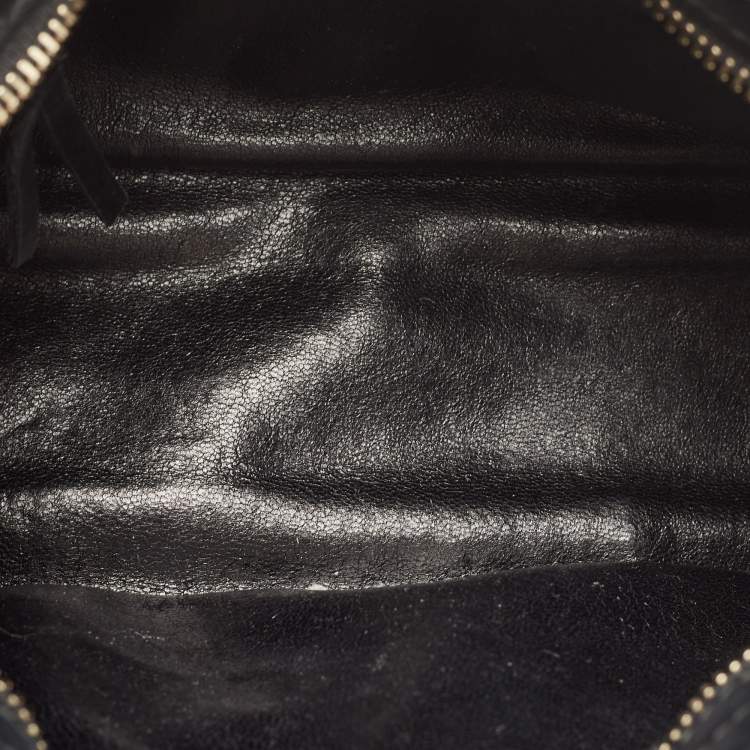 Pre Owned Balenciaga Black/Indigo Leather and Python Mini Classic Metallic Edge City Bag
