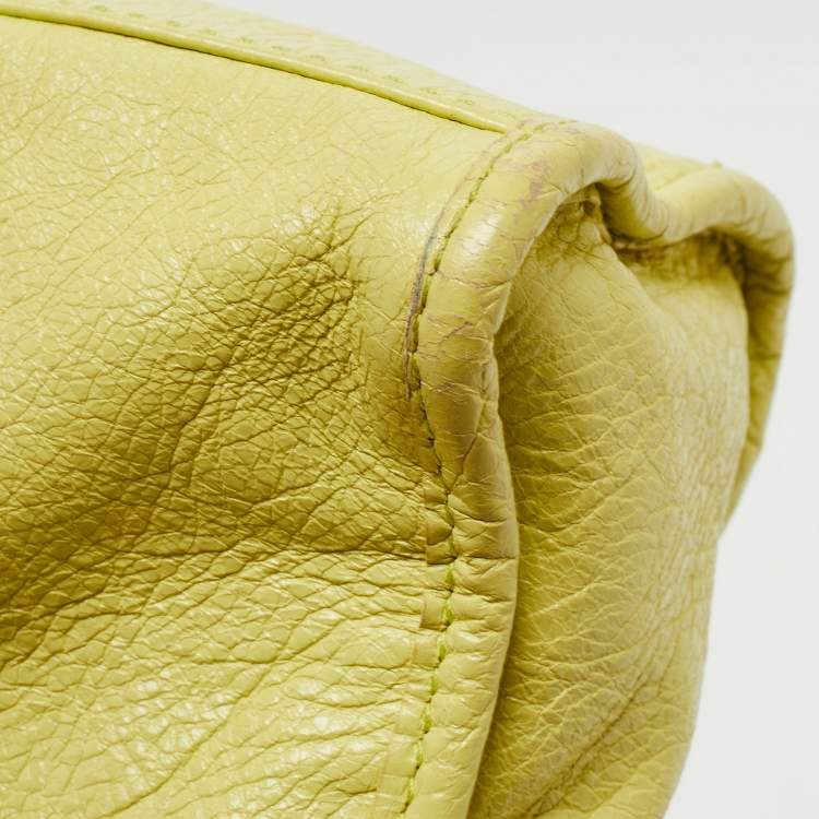 Pre Owned Balenciaga Light Green Leather Mini Classic City Tote