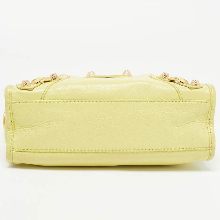 Pre Owned Balenciaga Light Green Leather Mini Classic City Tote
