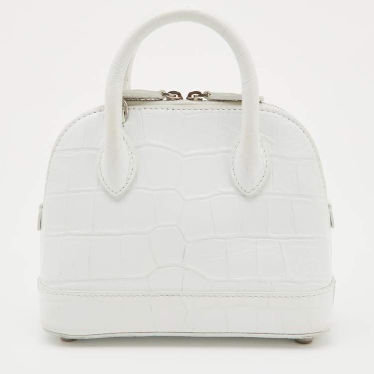 Pre Owned Balenciaga White Leather XXS Ville Satchel