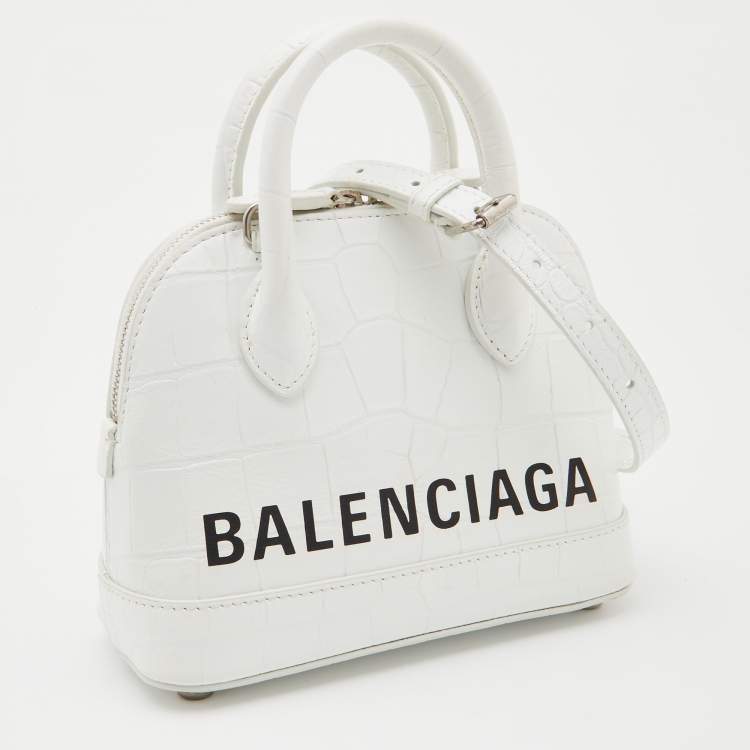 Pre Owned Balenciaga White Leather XXS Ville Satchel