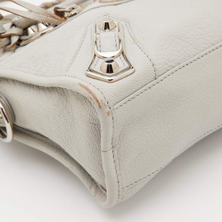 Pre Owned Balenciaga Gris Glace Leather Mini Classic Metallic Edge City Bag