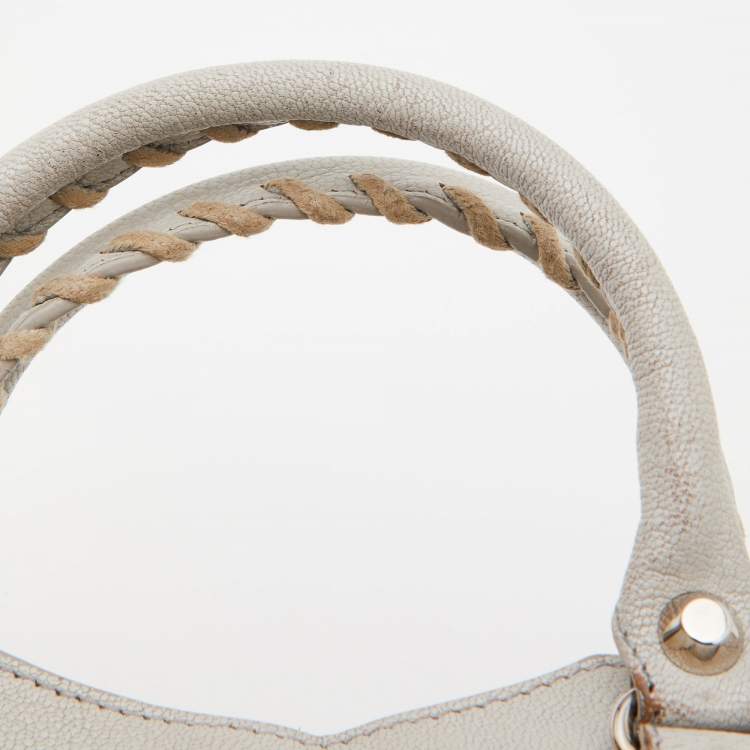 Pre Owned Balenciaga Gris Glace Leather Mini Classic Metallic Edge City Bag