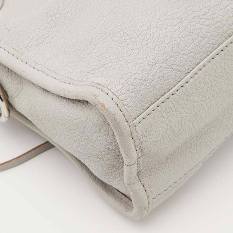 Pre Owned Balenciaga Gris Glace Leather Mini Classic Metallic Edge City Bag