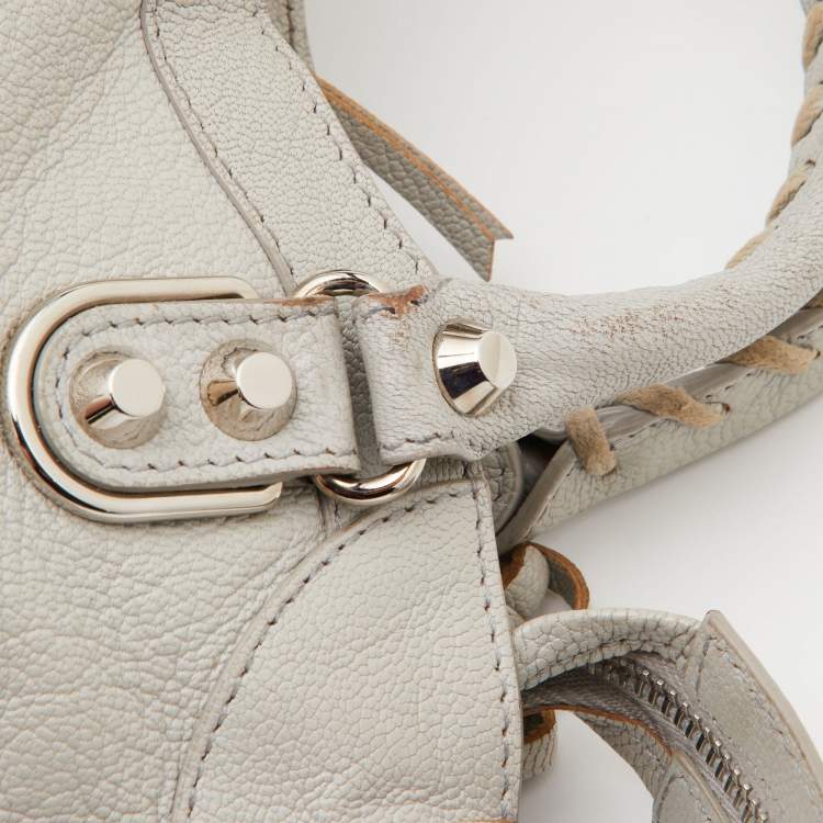 Pre Owned Balenciaga Gris Glace Leather Mini Classic Metallic Edge City Bag