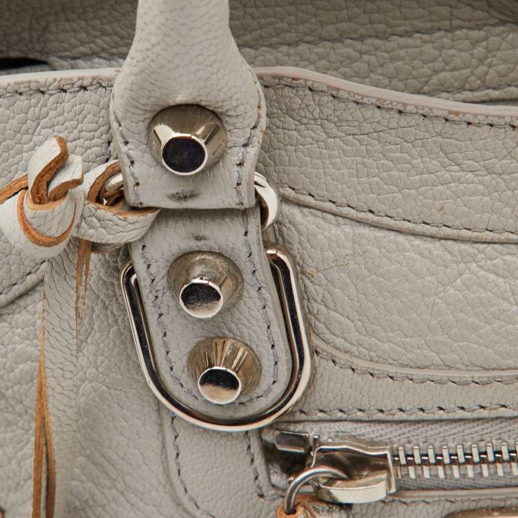 Pre Owned Balenciaga Gris Glace Leather Mini Classic Metallic Edge City Bag