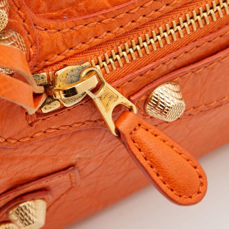 Pre Owned Balenciaga Tangerine Leather Mini RH City Bag