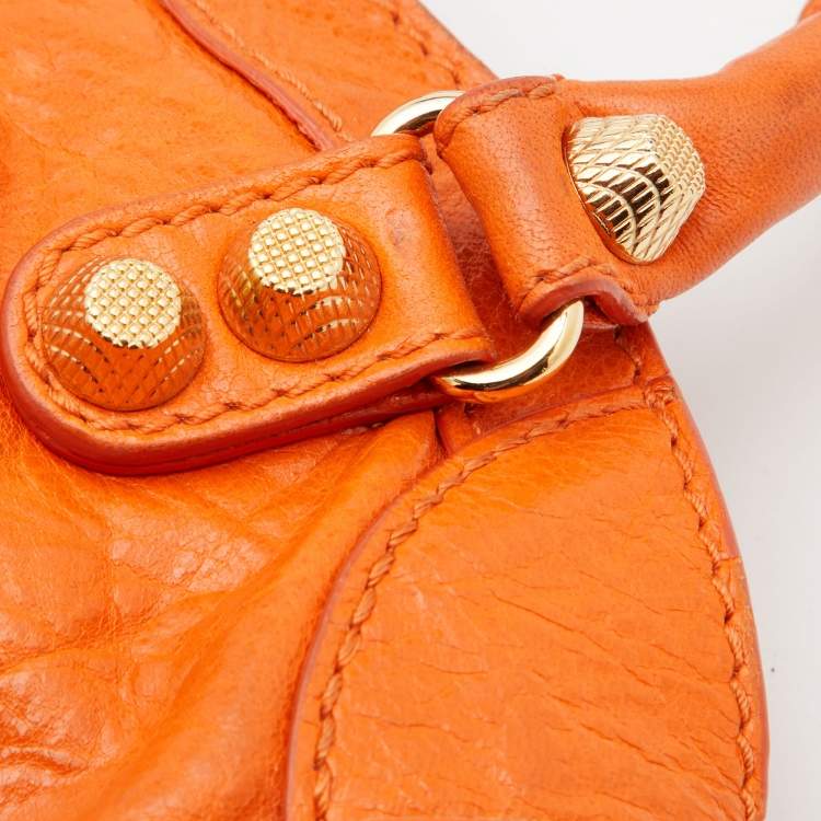 Pre Owned Balenciaga Tangerine Leather Mini RH City Bag