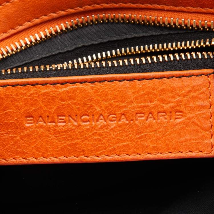 Pre Owned Balenciaga Tangerine Leather Mini RH City Bag
