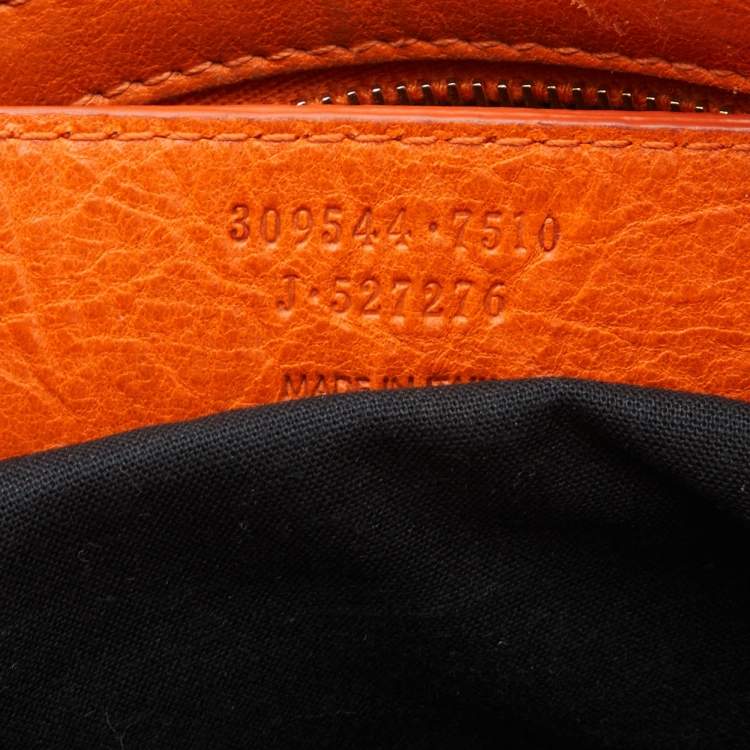 Pre Owned Balenciaga Tangerine Leather Mini RH City Bag