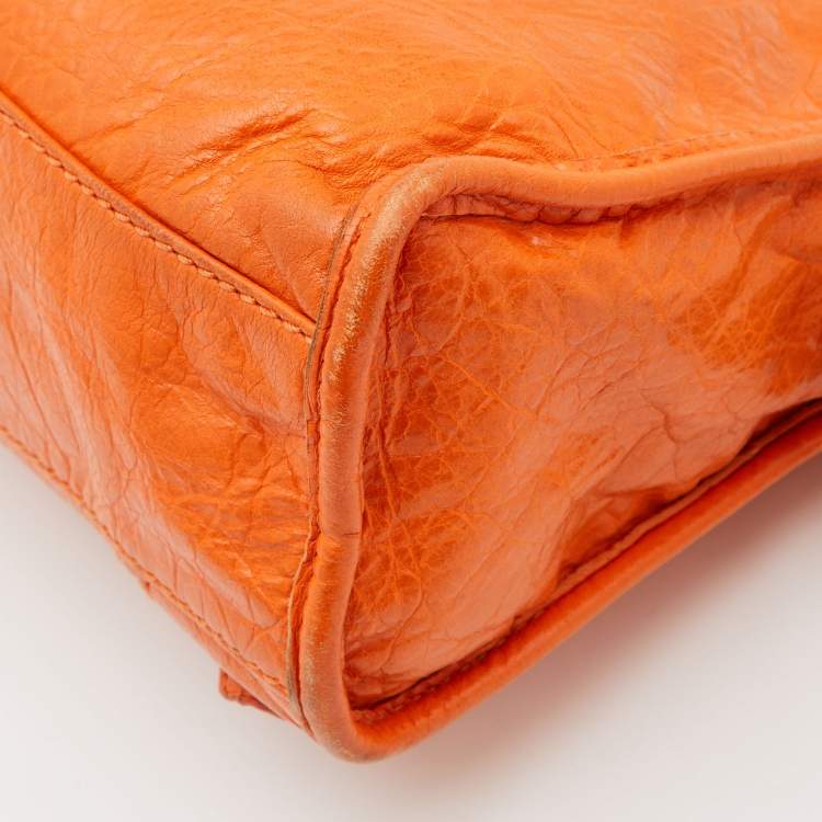 Pre Owned Balenciaga Tangerine Leather Mini RH City Bag