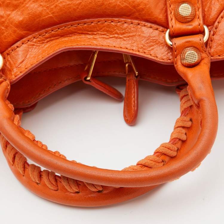 Pre Owned Balenciaga Tangerine Leather Mini RH City Bag