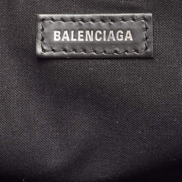 Pre Owned Balenciaga Black/White Canvas and Leather XS Cabas Tote