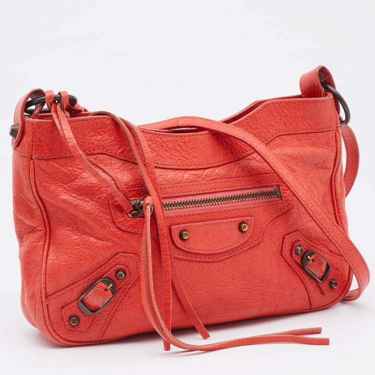 Pre Owned Balenciaga Rose Corail Leather Classic Hip Crossbody Bag