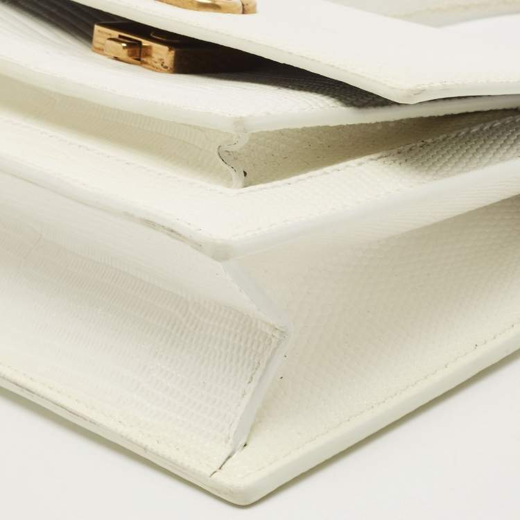 Pre Owned Balenciaga White Lizard Embossed Leather Sharp Top Handle Bag