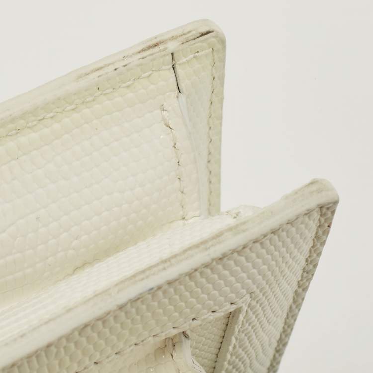 Pre Owned Balenciaga White Lizard Embossed Leather Sharp Top Handle Bag