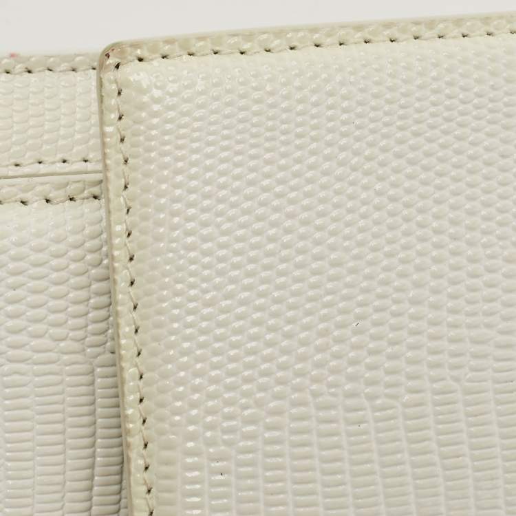 Pre Owned Balenciaga White Lizard Embossed Leather Sharp Top Handle Bag