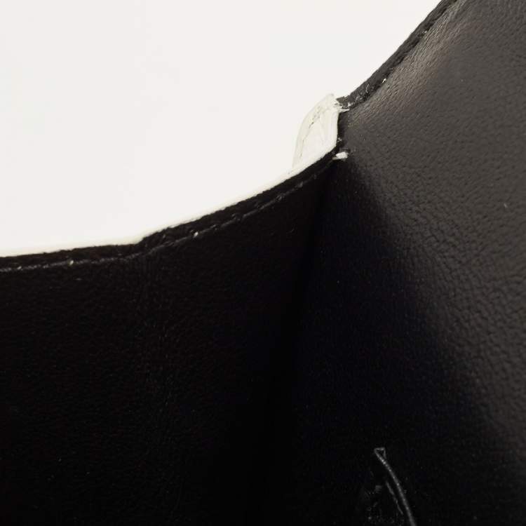 Pre Owned Balenciaga White Lizard Embossed Leather Sharp Top Handle Bag