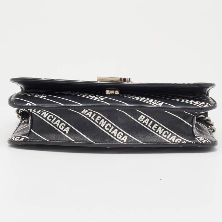 Pre Owned Balenciaga Black Leather B Dot Wallet on Chain