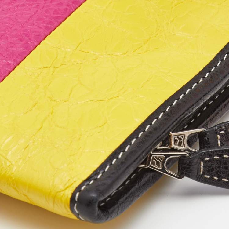 Pre Owned Balenciaga Multicolour Stripe Leather Bazar Pouch
