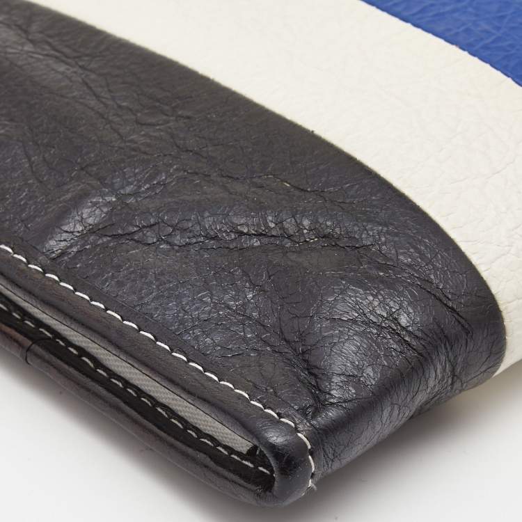 Pre Owned Balenciaga Multicolour Stripe Leather Bazar Pouch